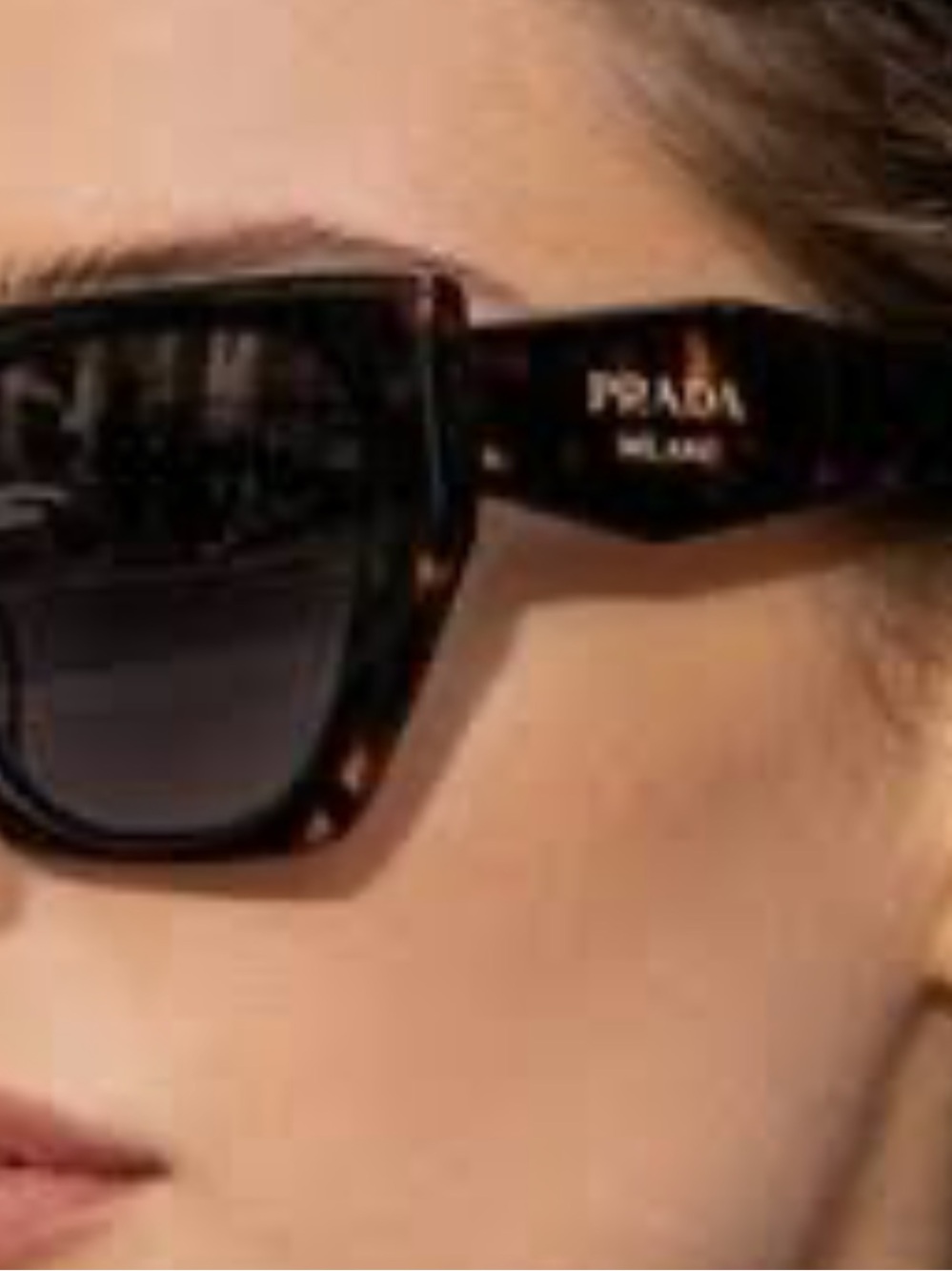 Prada Brown Cat-Eye Sunglasses with Gradient Lenses and black case